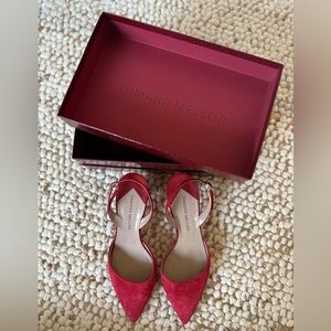 Tamara Mellon Red Suede Block Heel Slingback - Size 39.5💋